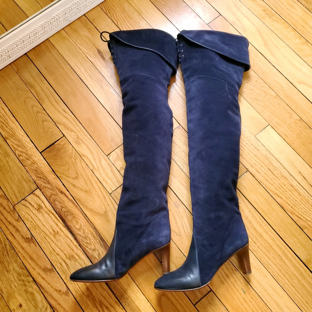 Chloé Blue Lagoon OTK Boots Suede & Leather WILL TRADE - Picture 6 of 16